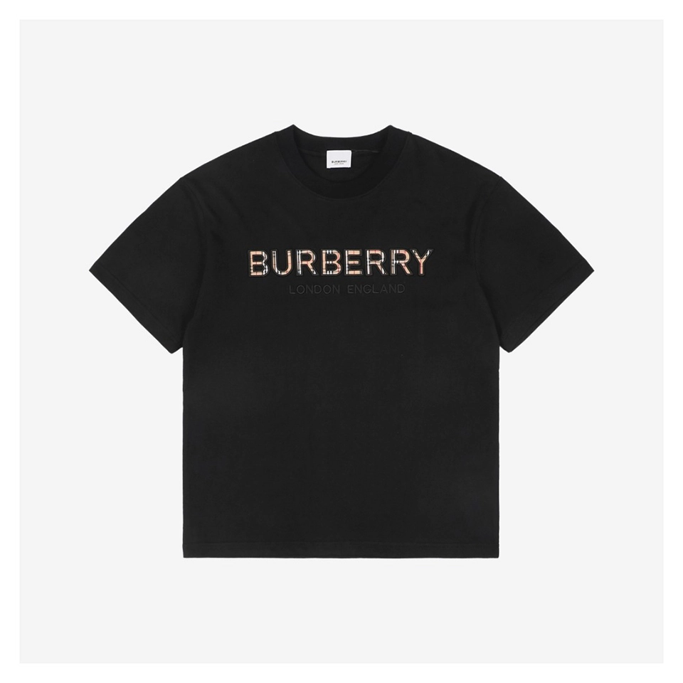 BBry Check Patchwork Logo Embroidered T-shirt