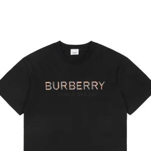 BBry Check Patchwork Logo Embroidered T-shirt Black