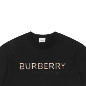 BBry Check Patchwork Logo Embroidered T-shirt Black