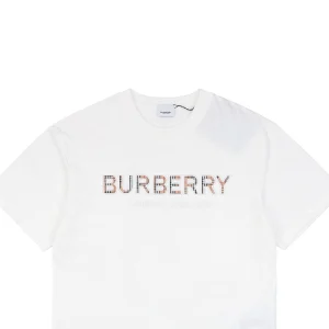 BBry Check Patchwork Logo Embroidered T-shirt White