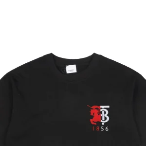 BBry Red & White Paneled Equestrian Logo Embroidered T-shirt Black