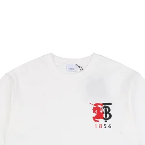 BBry Red & White Paneled Equestrian Logo Embroidered T-shirt WHite