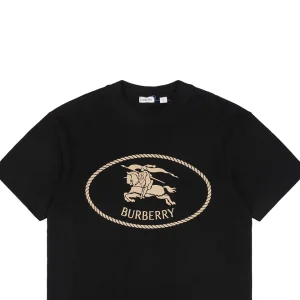 BBry Rope Equestrian Knight Thick Print T-shirt Black