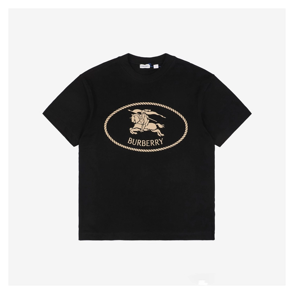 BBry Rope Equestrian Knight Thick Print T-shirt Black