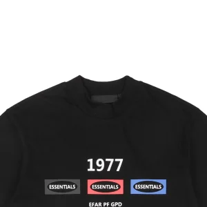 Fear of God Essentials 1977 Multi-Logo Print T-shirt Black