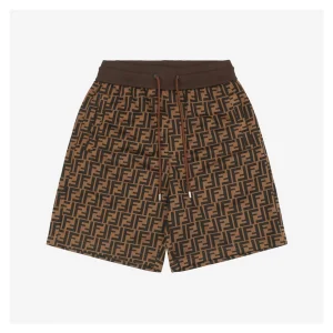 F Allover FF Print Colorblock Waistband Shorts