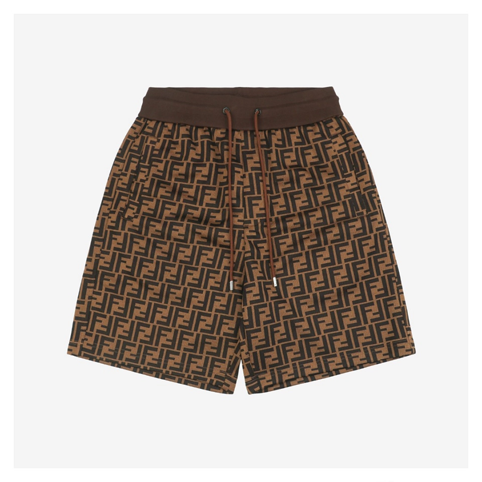 F Allover FF Print Colorblock Waistband Shorts