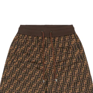 F Allover FF Print Colorblock Waistband Shorts