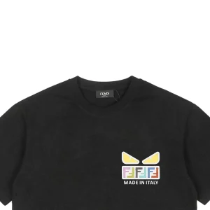 F Colorful FF Monster Eyes Flocked T-shirt