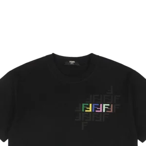 F Colorful FF Puffy Print T-shirt Black