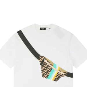F Slanted Crossbody Bag Print T-shirt White