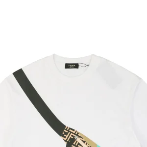 F Slanted Crossbody Bag Print T-shirt White