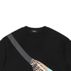 F Slanted Crossbody Bag Print T-shirt Black