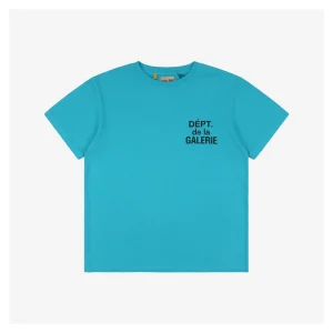 Gallery Dept Sky Blue & Black French Text Print T-shirt
