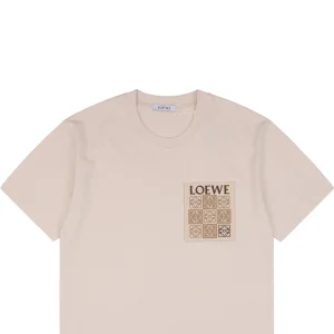 L Pocket Flower Logo Rubber Print T-shirt Beige