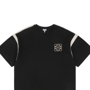 L Woven Floral Patch Embroidery T-shirt Black