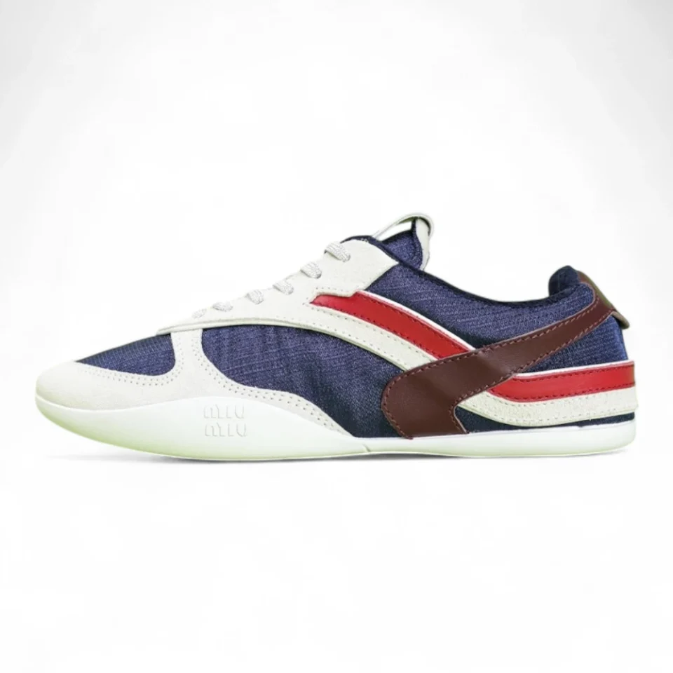 MM Gymnasium technical fabric and suede sneakers Baltic blue/burgundy