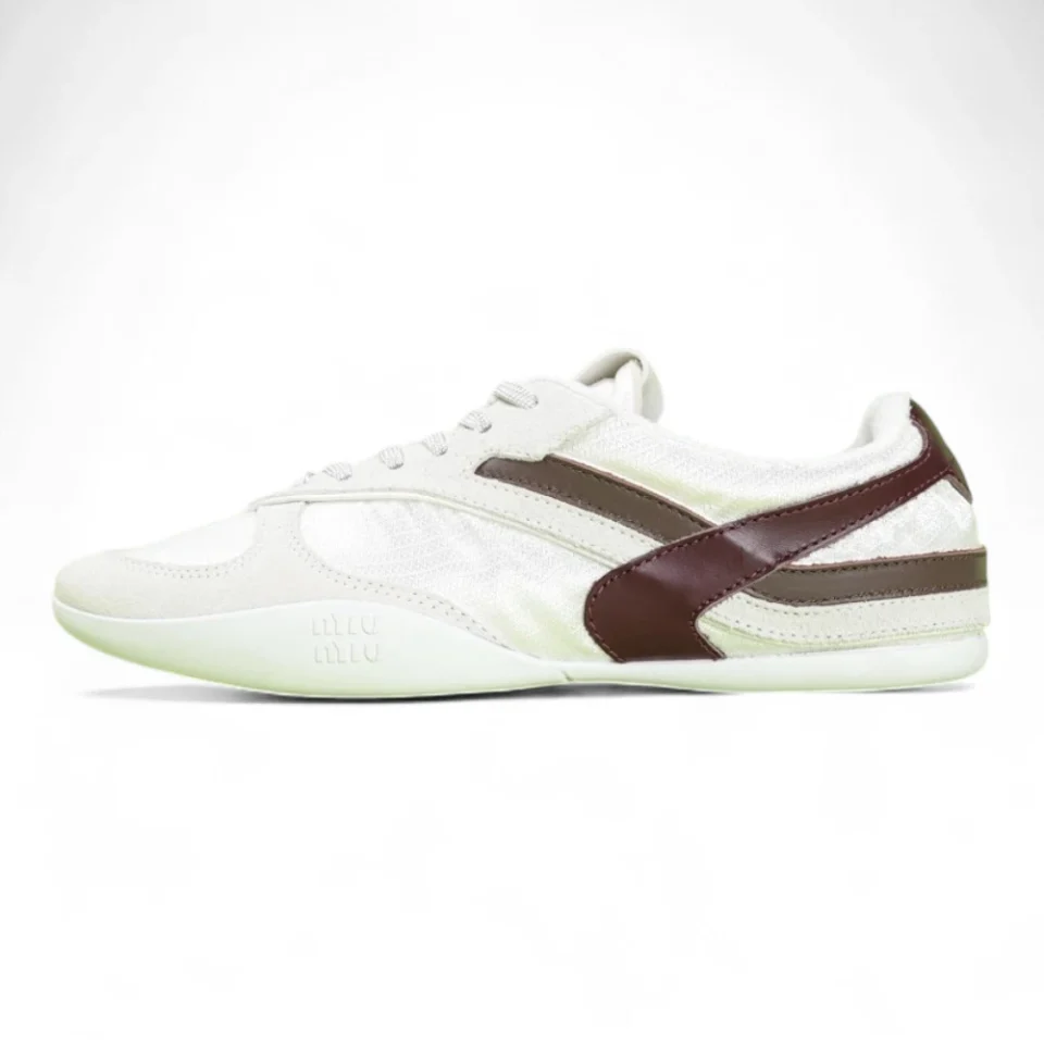 MM Gymnasium technical fabric and suede sneakers White/Wine Red