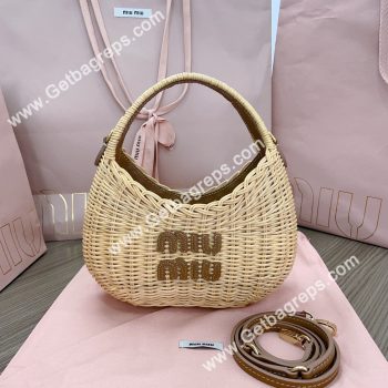 MiuMiu 5BC125 Wander Wicker Handbag