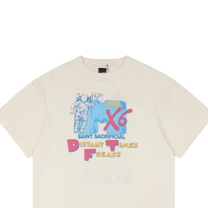 Saint Michael Astronaut Stain Effect Graphic T-shirt