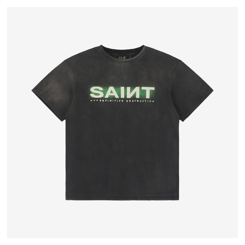 Saint Michael Green Letter Print T-shirt