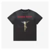 Saint Michael Jesus with Gun Cross Graphic T-shirt