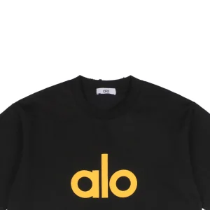 alo Puffy Letter Print T-shirt Black