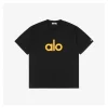 alo Puffy Letter Print T-shirt (Black/White)