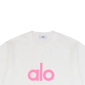 alo Puffy Letter Print T-shirt White