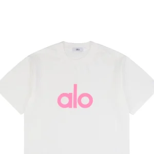 alo Puffy Letter Print T-shirt White
