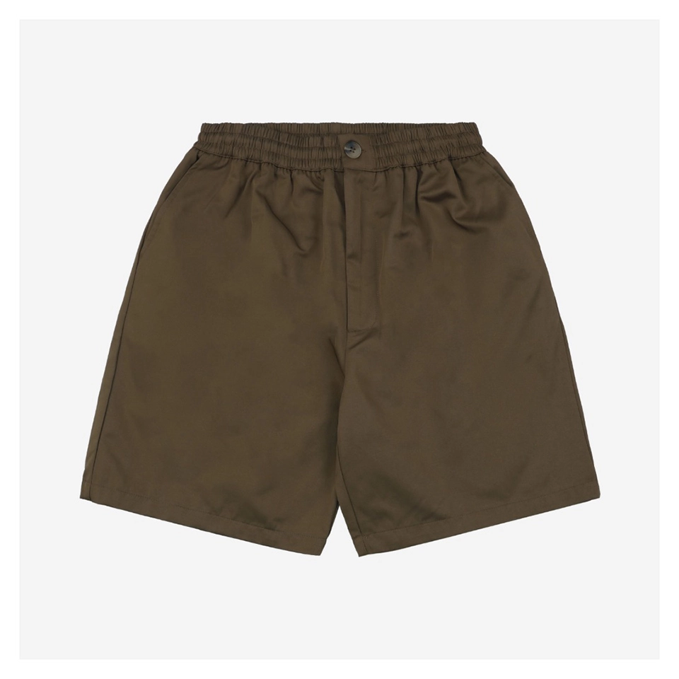 Ami Rear Pocket Logo Embroidered Shorts Brown