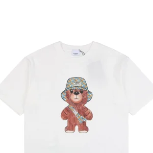 BBry Crossbody Bear Graphic Print T-shirt White