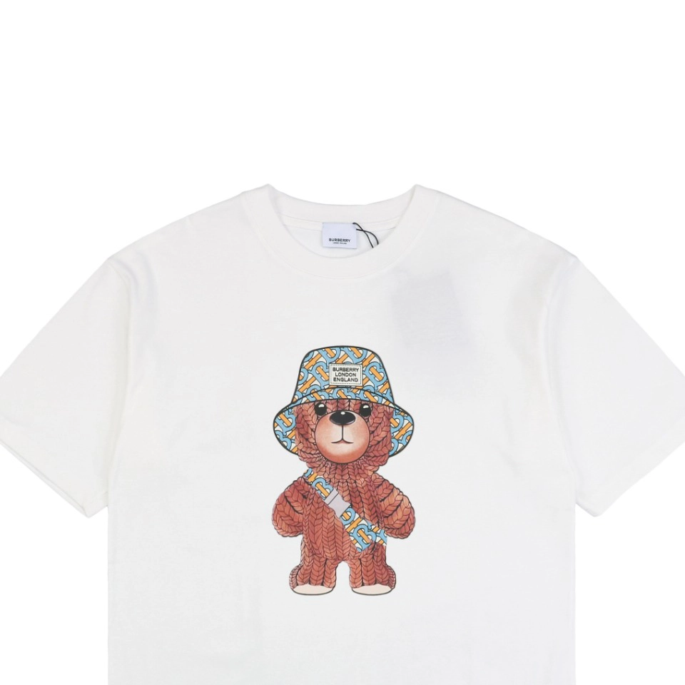 BBry Crossbody Bear Graphic Print T-shirt White