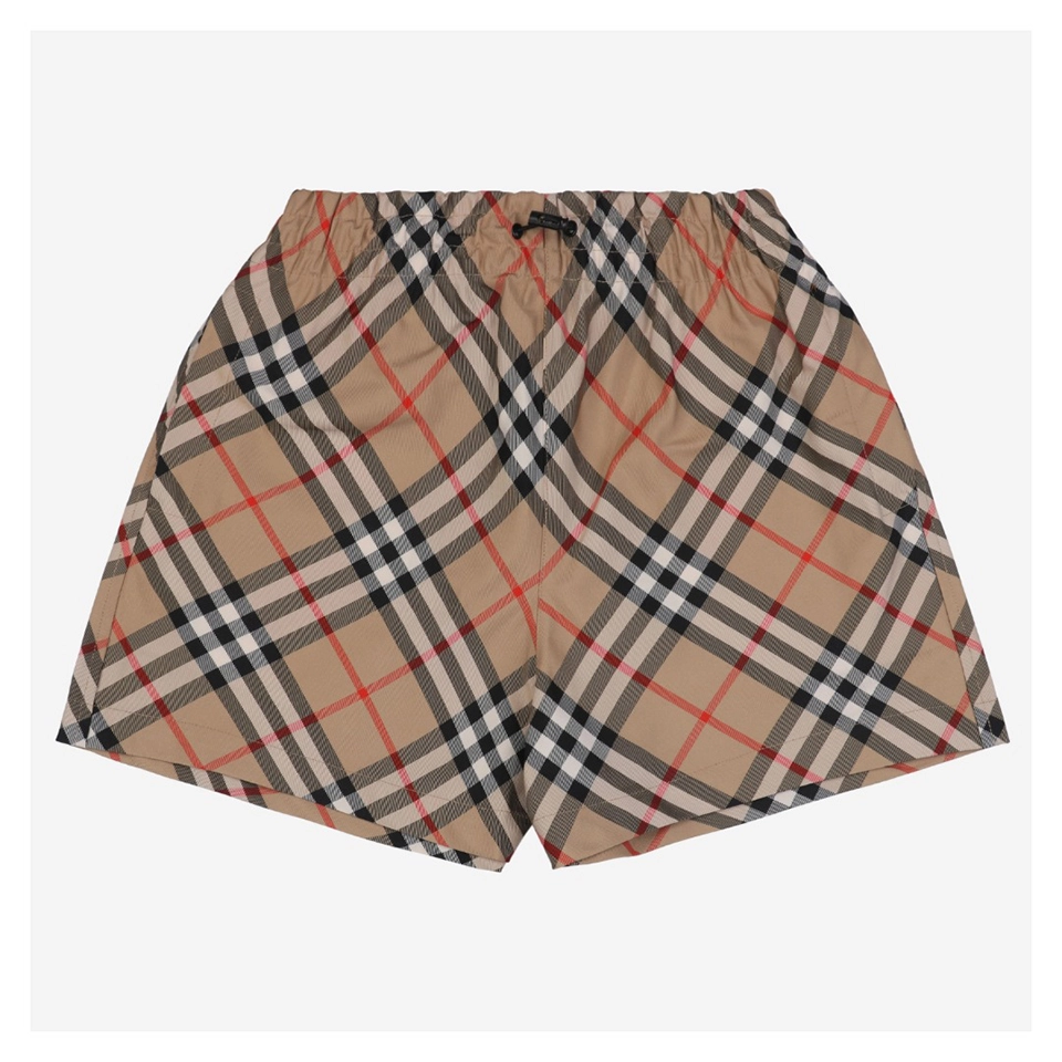 BBry Diagonal Check Knight Patch Shorts Brown