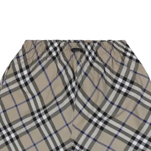 BBry Diagonal Check Knight Patch Shorts Grey