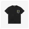 F Monster Eye Faux Pocket Leather Patch T-shirt (Black/White)