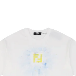 F Radiant Ink Splash Embroidered T-shirt White