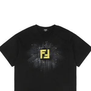 F Radiant Ink Splash Embroidered T-shirt Black