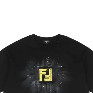 F Radiant Ink Splash Embroidered T-shirt Black