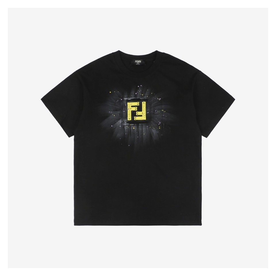 F Radiant Ink Splash Embroidered T-shirt Black