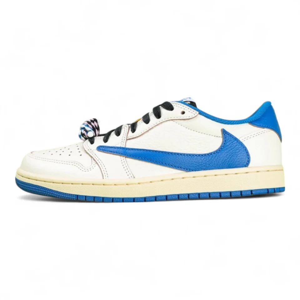 Fragment Design x Travis Scott x Air Jordan 1 Retro Low OG SP 'Sail Military Blue'
