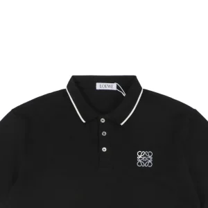L Contrast Stitch Logo Embroidery Polo T-shirt Black