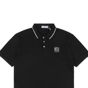 L Contrast Stitch Logo Embroidery Polo T-shirt Black