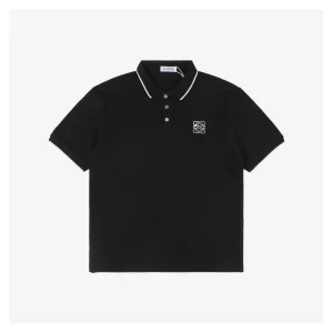 L Contrast Stitch Logo Embroidery Polo T-shirt Black