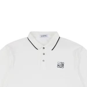 L Contrast Stitch Logo Embroidery Polo T-shirt White