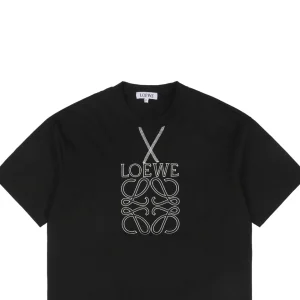 L Letter Logo Embroidered T-shirt Black