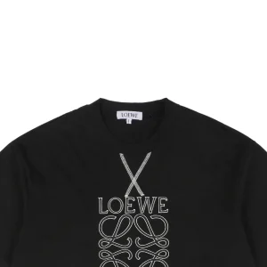 L Letter Logo Embroidered T-shirt Black