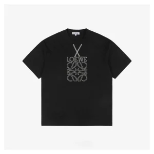 L Letter Logo Embroidered T-shirt Black