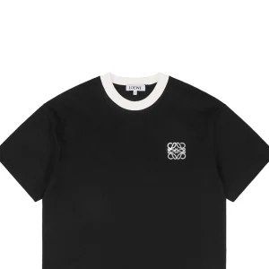 L Logo Contrast Collar T-shirt Black