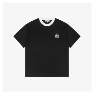 L Logo Contrast Collar T-shirt Black